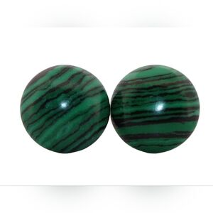 12mm Round Malachite Silver Stud Earrings 12RSSE14